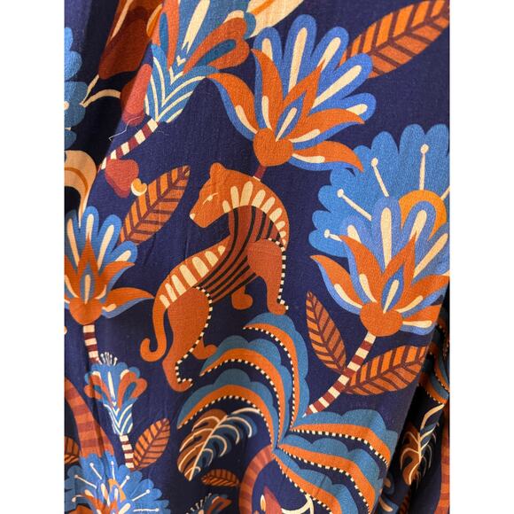 Farm Rio Nature Beauty Long Sleeve Maxi Dress Blue Print S - Picture 4 of 10